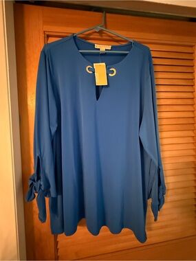 Michael Kors Blue Grommet-Detail Long-Sleeve Tunic